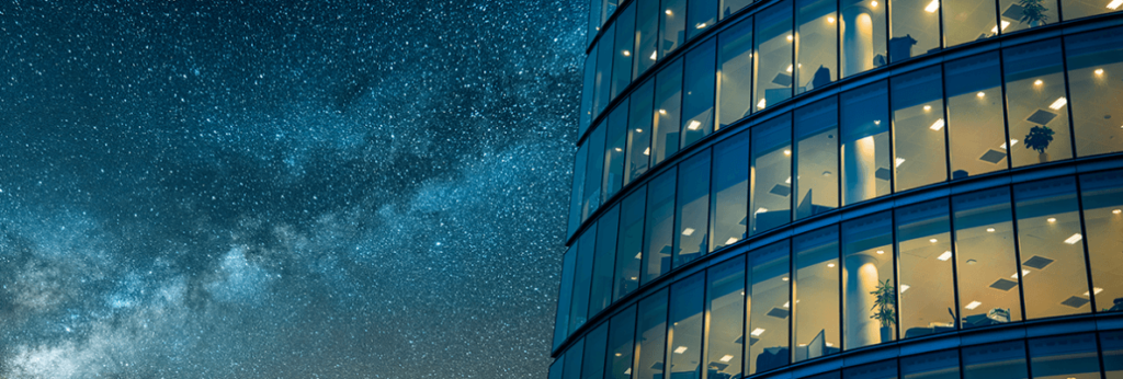 Office building against the starry sky