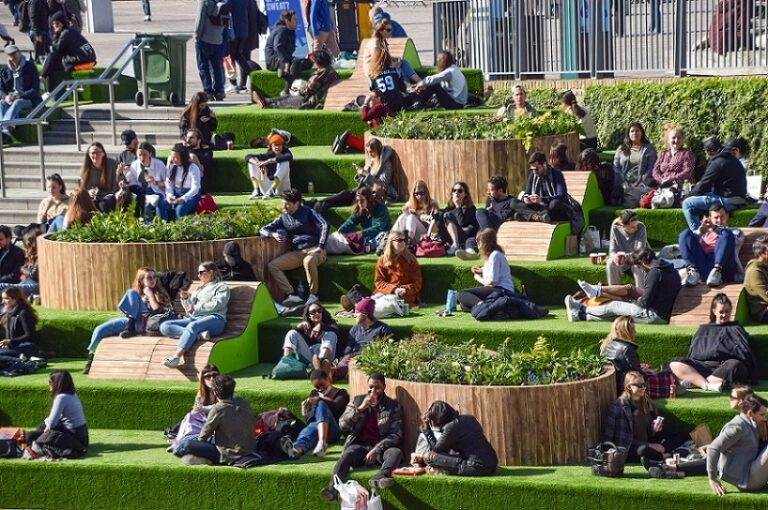 People sitting on the stairs