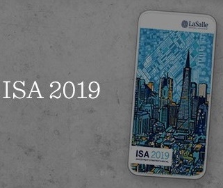 A graphic shows a mobile phone screen with the words ISA 2019