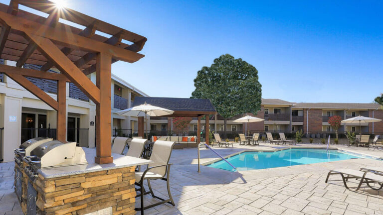 View of the outdoor pool of a villa in Dallas